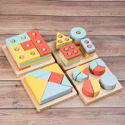 Wooden Geometric Shape Sorter Puzzle