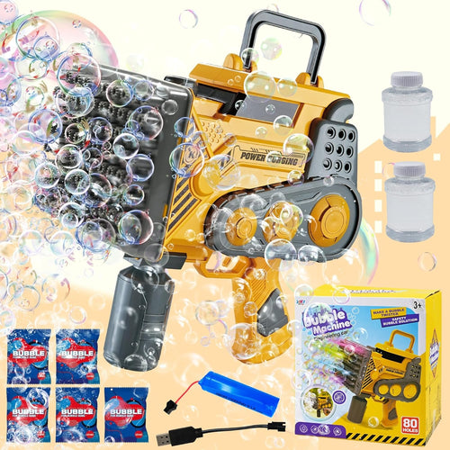 80 Hole Electric Bubble Machine with Colorful Lights