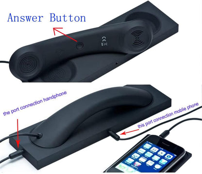 Fashion Retro Phone handset Headset 3.5mm Microphone Prevention Radiation Compatible with iPhone Samsung