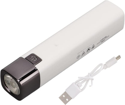 Super Bright Rechargeable Flashlight Mini USB Electric Torch for Outdoor, 3 Modes Light with Power Bank Function for Camping, ABS Material, 1 X Flashlight (White)