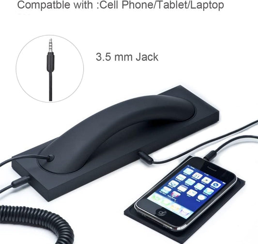 Fashion Retro Phone handset Headset 3.5mm Microphone Prevention Radiation Compatible with iPhone Samsung