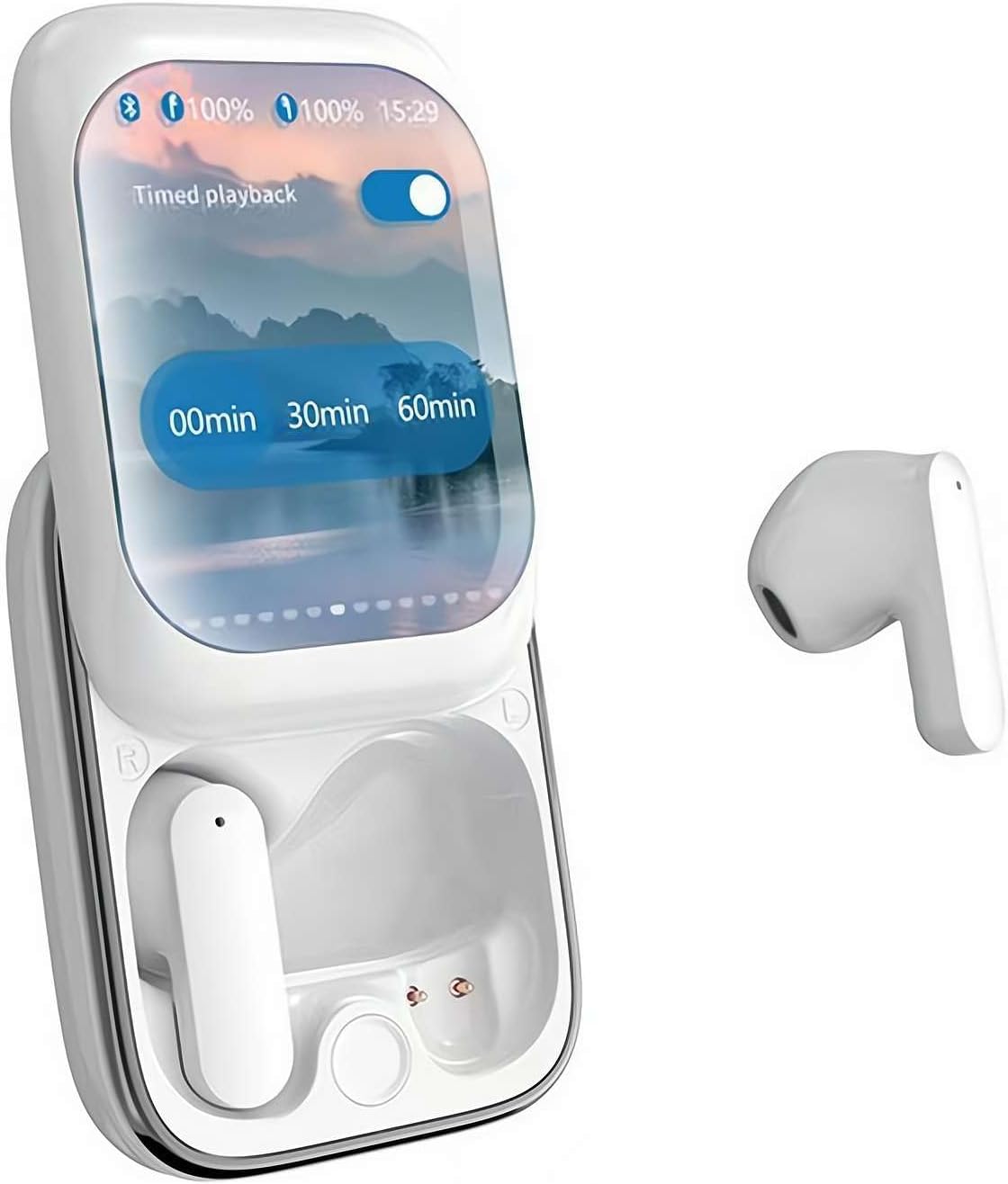 Earphone Bluetooth with Touch Screen,Smart Big Screen Slide Cover Wireless Bluetooth Headset,Wireless Earbuds Bluetooth 5.3 Headphones,Noise Cancelling in Ear Earbuds for Running