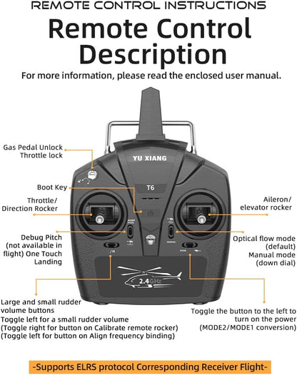 YU Xiang F07 Bell UH-1 Huey RC Helicopter for Adults, 1/34 2.4G 6CH Brushless Direct-Drive 3D/6G Flybarless Advanced RTF RC Helicopter with Optical Flow Positioning - 2PCS Battery
