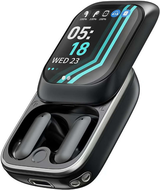 Earphone Bluetooth with Touch Screen,Smart Big Screen Slide Cover Wireless Bluetooth Headset,Wireless Earbuds Bluetooth 5.3 Headphones,Noise Cancelling in Ear Earbuds for Running