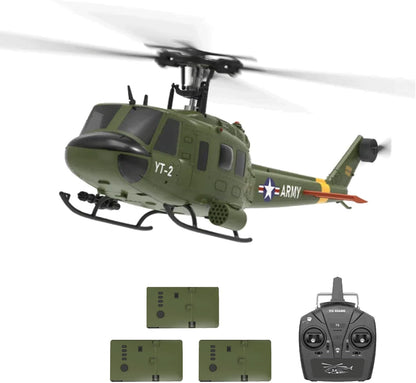 YU Xiang F07 Bell UH-1 Huey RC Helicopter for Adults, 1/34 2.4G 6CH Brushless Direct-Drive 3D/6G Flybarless Advanced RTF RC Helicopter with Optical Flow Positioning - 2PCS Battery