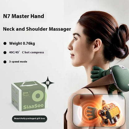Airlandolists Neck & Shoulder Massager with Heat Speed Adjustment, Airlandolists Hand Shoulder and Neck Massager Master for Back Lower Abdominal,Electric Shiatsu Massager for Pain Relief Deep Tissue