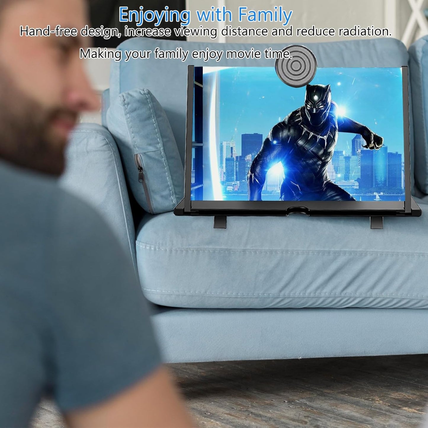 18" Screen Magnifier for Mobile Phone,3D HD Cell Phone Magnifying Projector Screen Enlarger for Movies, Videos, and Gaming,Foldable Phone Stand with Screen Amplifier,Supports All Smartphones (Black)