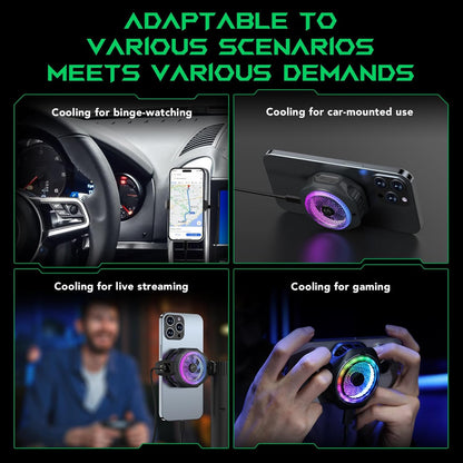 Black Shark Magnetic Cell Phone Cooler 4Pro, Portable RGB Cooling Fan, Cellphone Radiator with Removable Grip, App-Controlled Smart Temperature Control for iPhone MagSafe Series/Android/Tablet/iPad