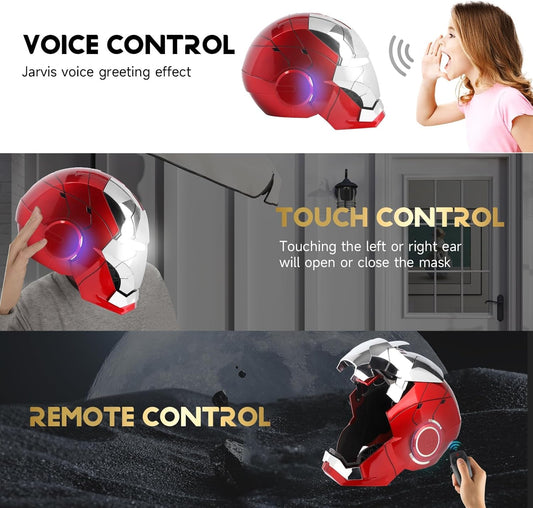 Iron-Man MK 5 Wearable Electronic Helmet: Voice & Remote Controlled, LED Eyes & Sound Effects, Perfect Super Hero Movie Prop and Figure for Adults Collectors- Ideal Gift for Halloween & Christmas