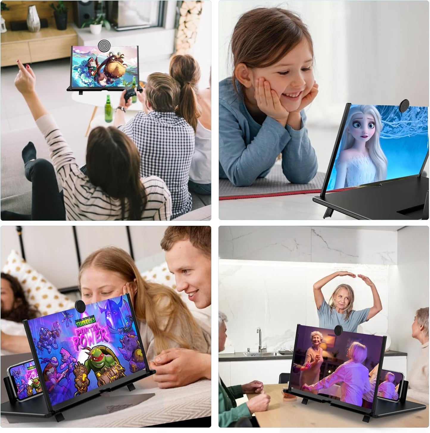 18" Screen Magnifier for Mobile Phone,3D HD Cell Phone Magnifying Projector Screen Enlarger for Movies, Videos, and Gaming,Foldable Phone Stand with Screen Amplifier,Supports All Smartphones (Black)