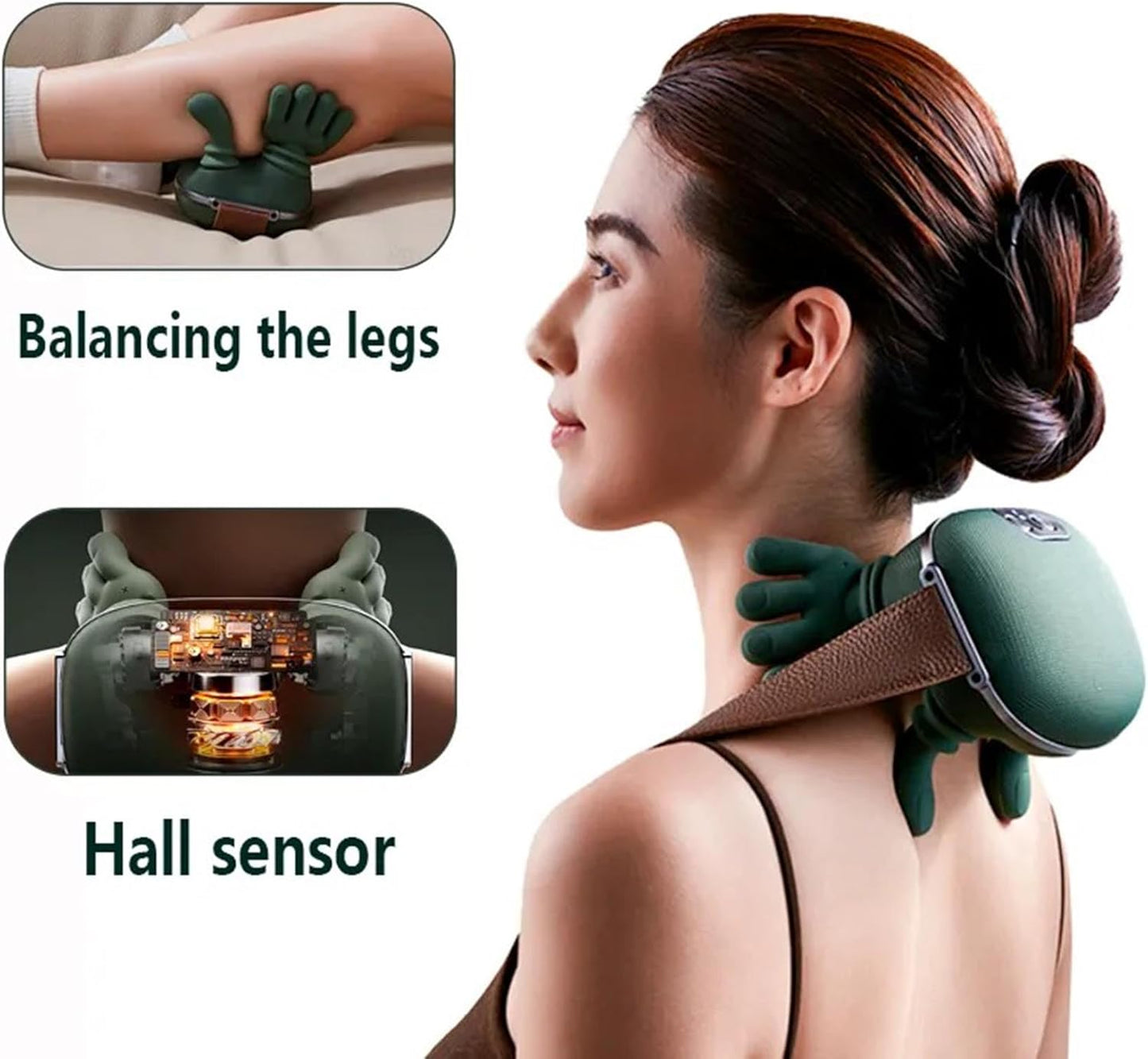 Airlandolists Neck & Shoulder Massager with Heat Speed Adjustment, Airlandolists Hand Shoulder and Neck Massager Master for Back Lower Abdominal,Electric Shiatsu Massager for Pain Relief Deep Tissue