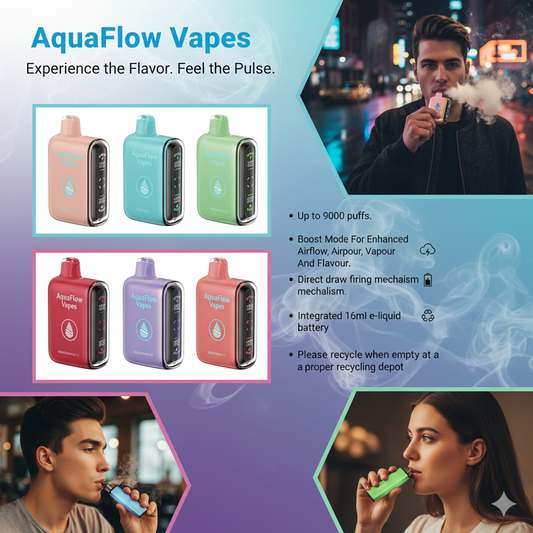 AquaFlow Disposable Vape Device - 6 Flavours - 9000 Puffs